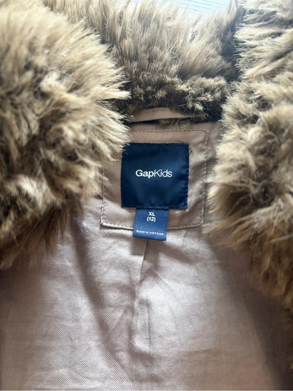 GAP girls Fur Vest in Taupe Brown Sz 12 cropped